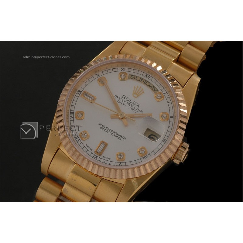 RLDDF10012 Full Gold White Dial Diamond Markers Swiss Eta 2836-2