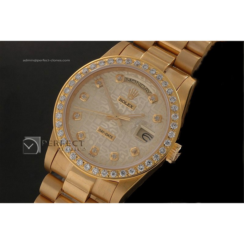 RLDDF10024 Full Gold Jub White Dial Diamond Bez/Markers Eta 2836