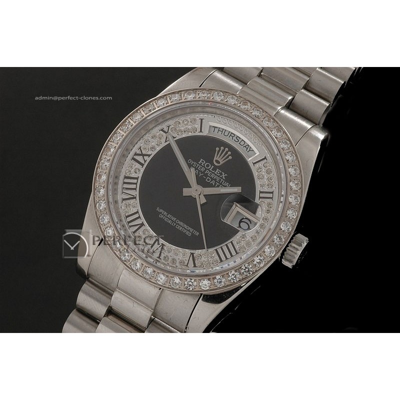 RLDDS10017 SS Full Diamonds Black Dial/Bezel Swiss Eta 2836-2
