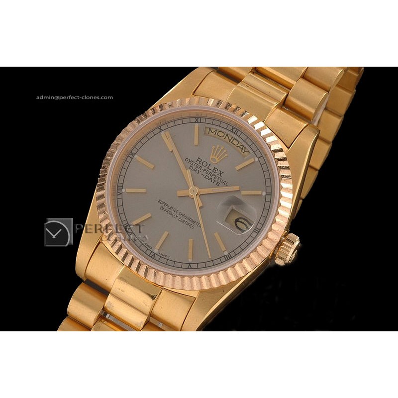 RLDDF10009 Full Gold Grey Dial Stick Markers Eta 2836-2