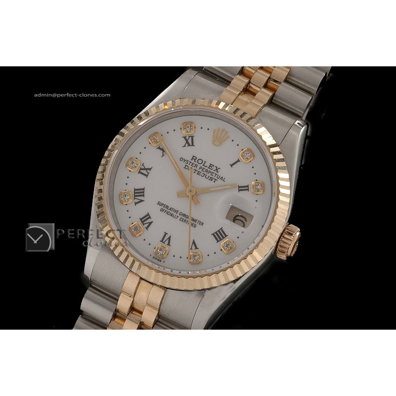 RDJMT10012 14K Wrapped White Dial Diam/Roman Markers Eta 2836-2