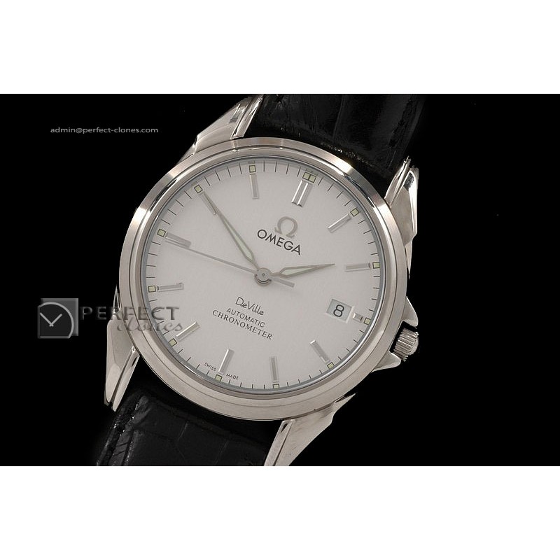 OMDE10007 SS White Dial, leather Strap in Swiss Eta 2824-2