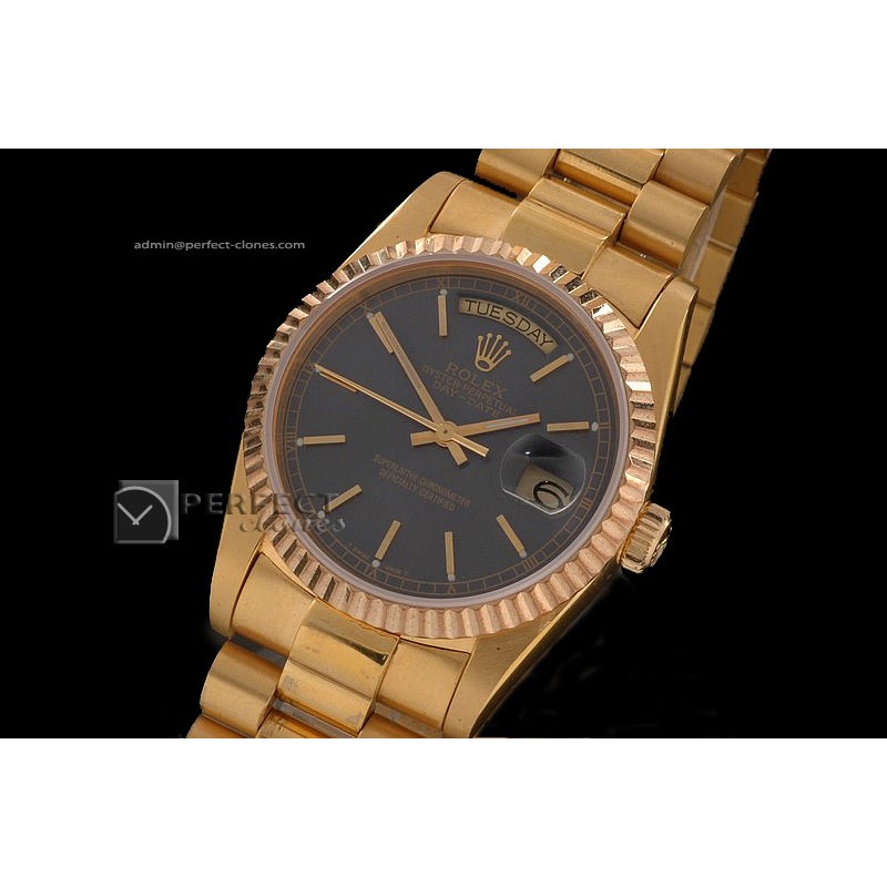 RLDDF10008 Full Gold Black Dial Stick Markers Eta 2836-2