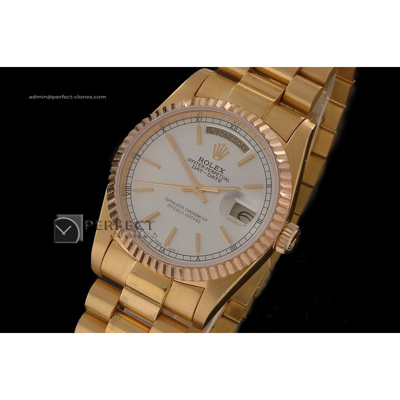 RLDDF10013 Full Gold White Dial Stick Markers Swiss Eta 2836-2