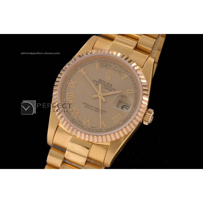 RLDDF10003 Full Gold Gold Dial Roman Markers Eta 2836-2