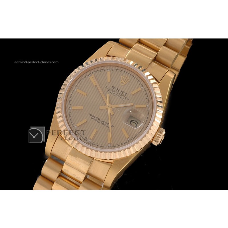 RDJMF10014 FG Gold Tux Dial Stick Markers Swiss Eta 2836-2