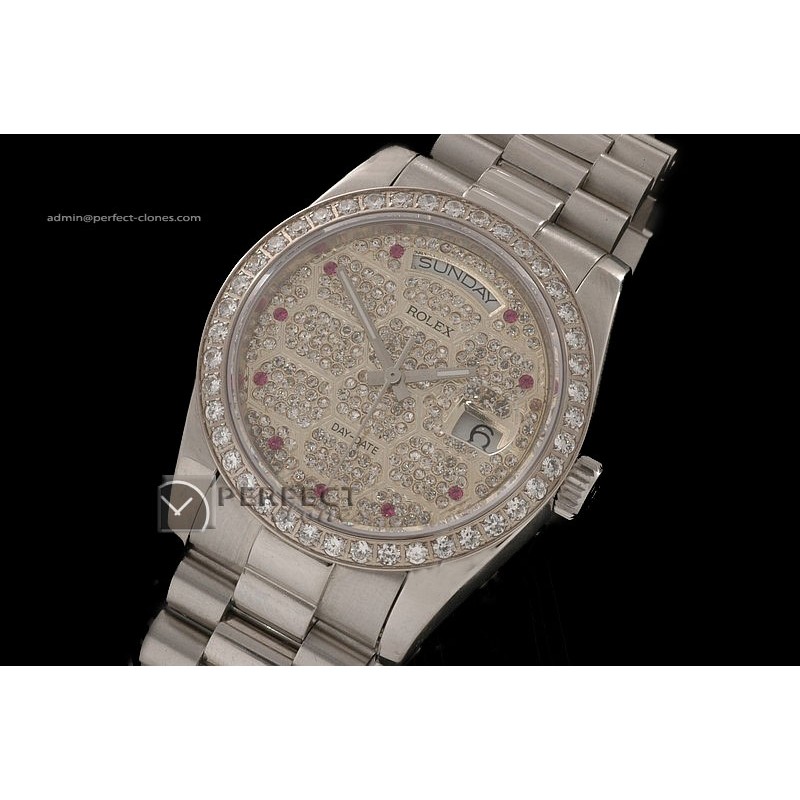 RLDDS10022 SS Full Diamonds Dial/Bezel Ruby Markers Eta 2836-2