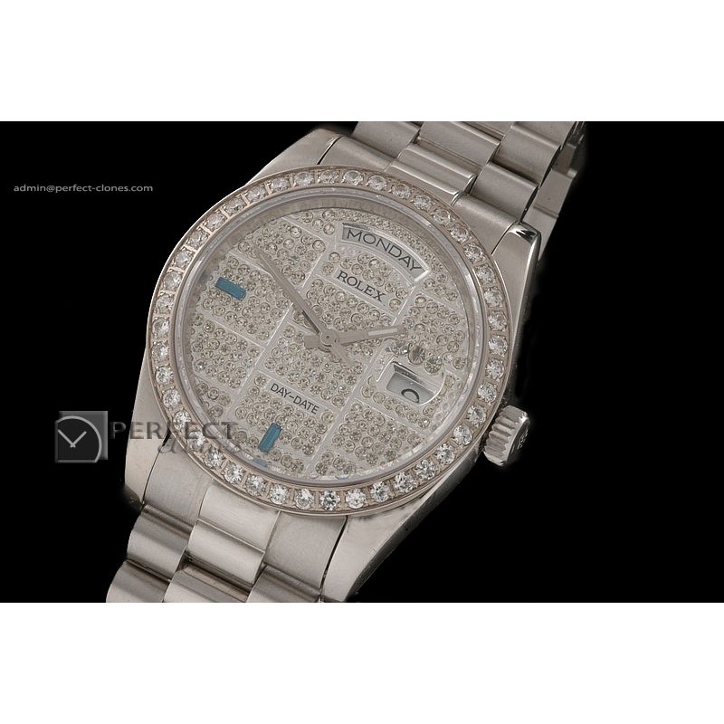RLDDS10023 SS Full Diamonds Dial/Bezel Ruby Markers Eta 2836-2