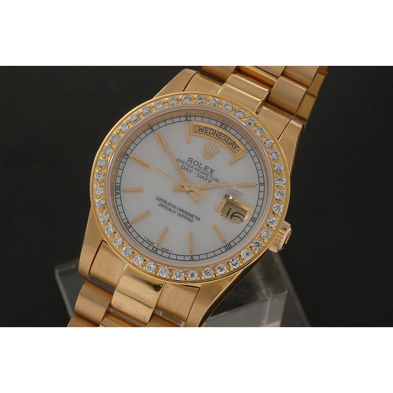RLDDF10036 Full Gold White Dial Stick Markers Diam Bez Eta 2836