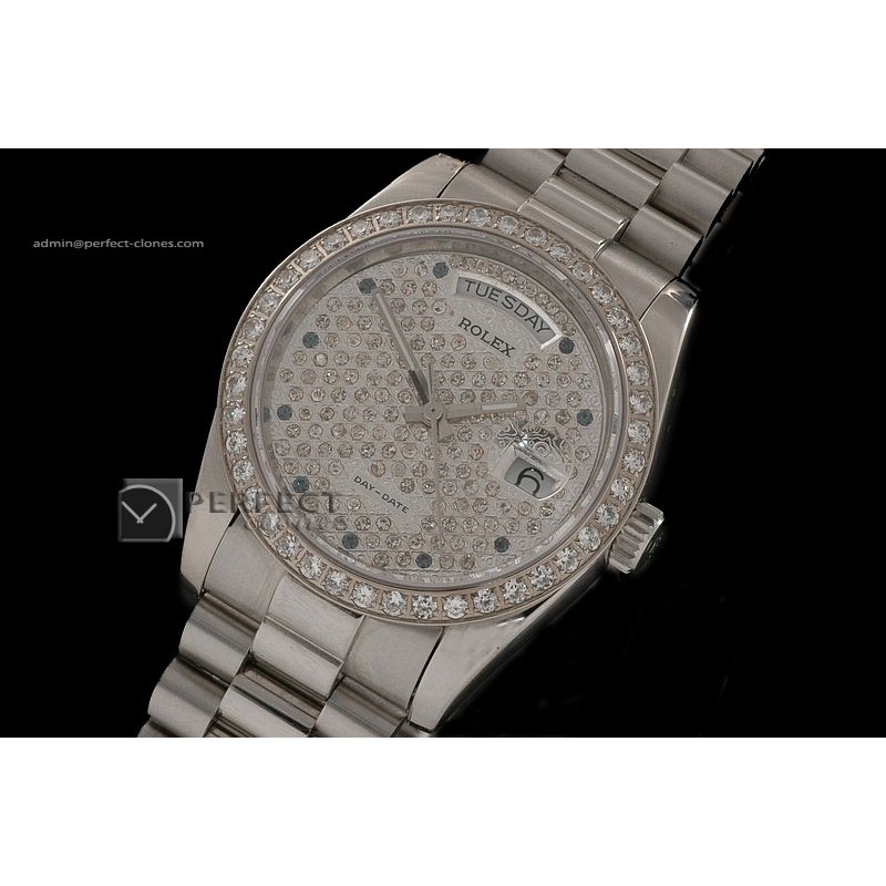 RLDDS10024 SS Full Diamonds Dial/Bezel Ruby Markers Eta 2836-2