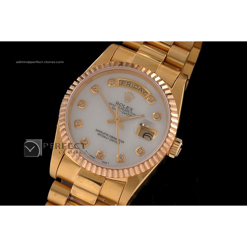 RLDDF10015 Full Gold White Dial Diamond Markers Swiss Eta 2836-2