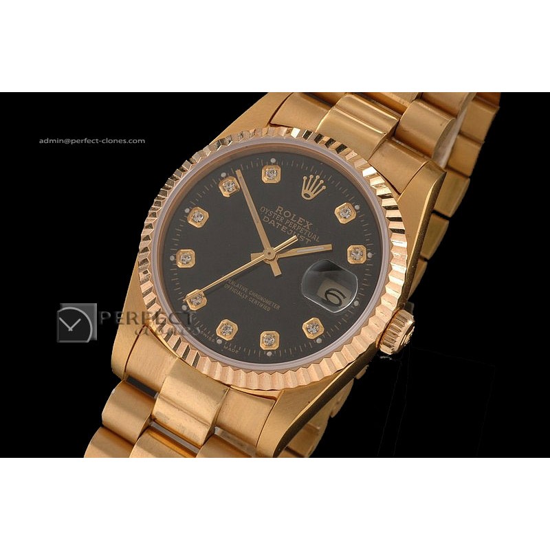 RDJMF1001FG Black Dial Diamond Markers Swiss Eta 2836-2