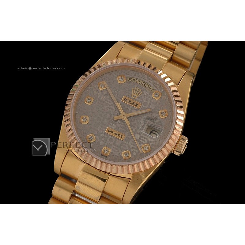 RLDDF10018 Full Gold Grey Jub Dial Diamond Markers Eta 2836-2