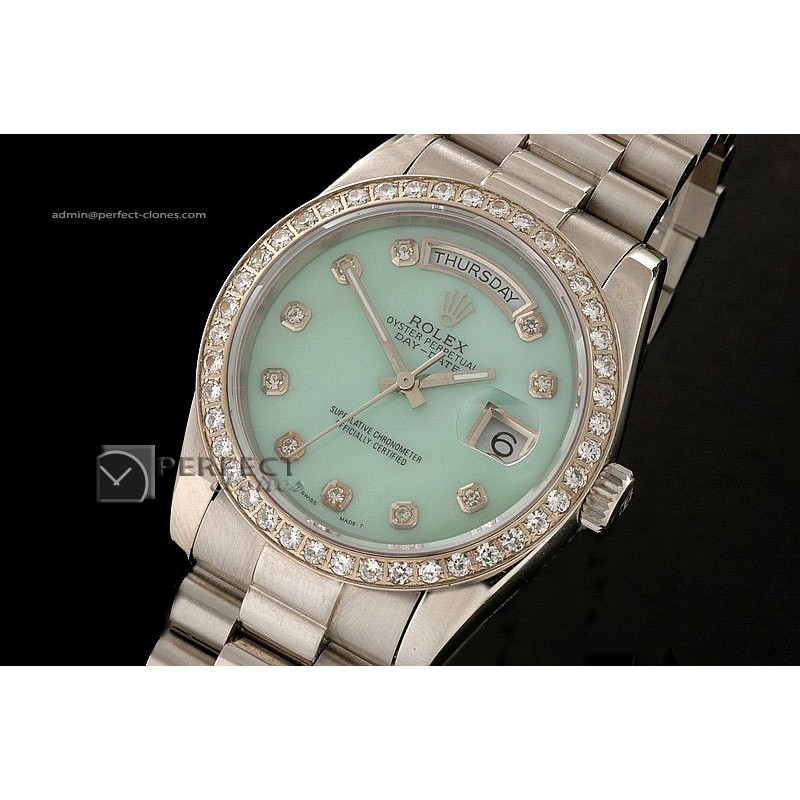 RLDDS10025 SS MOP Green Dial Diamond Markers/Bezel Eta 2836-2