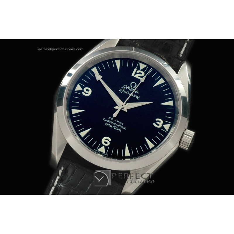 OMRA10004 SS Black 39mm In Leather Swiss Eta 2824-2