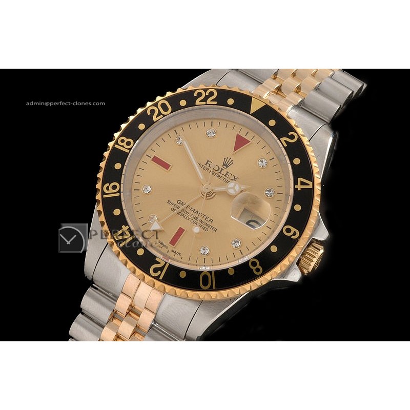 RLGT10004 GMT Master TT Gold Dial Jubilee Blk Bezel Eta 2836-2