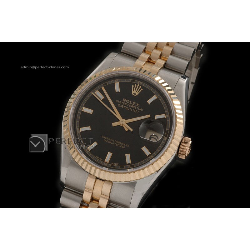 RDJMT10016 14K Wrapped Black Dial Stick Markers Swiss Eta 2836-2