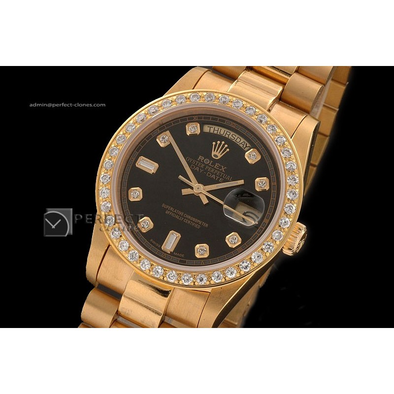 RLDDF10039 Full Gold Black Dial Diamond Markers Diam Bez Eta 283