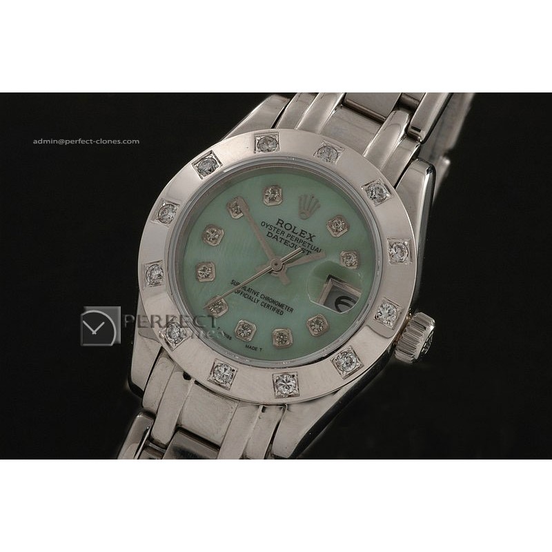 RLMPLS12015 SS 12 Diam Bez MOP L-Green Diamonds Swiss Eta 2671-2