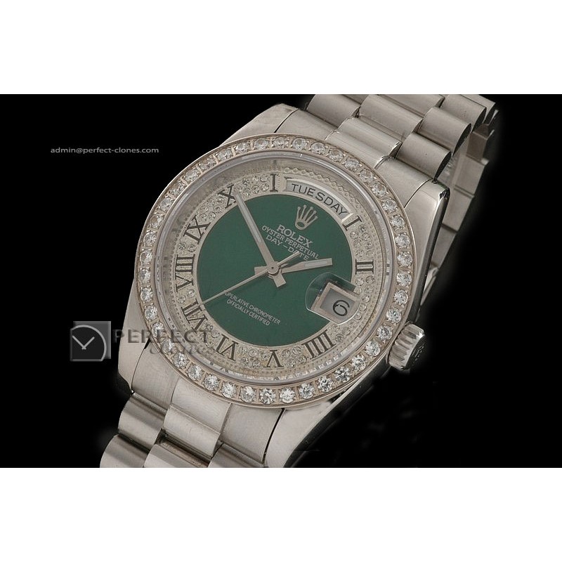 RLDDS10019 SS Full Diamonds Green Dial/Bezel Swiss Eta 2836-2