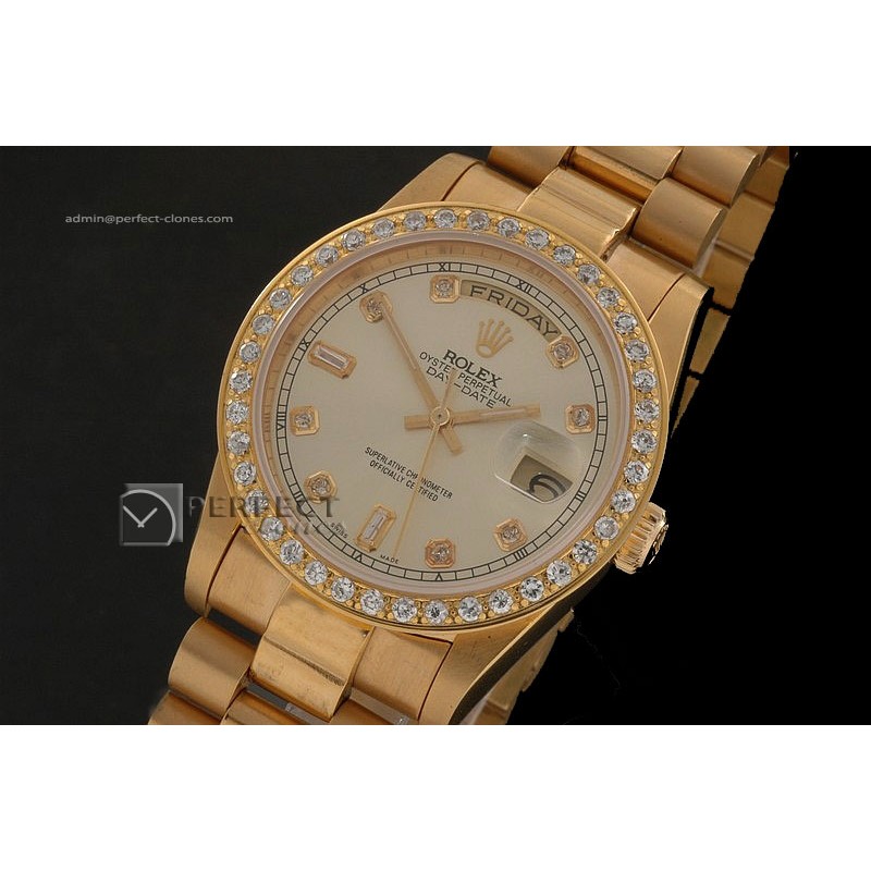 RLDDF10038 Full Gold Cream Dial Diamond Markers Diam Bez Eta 283