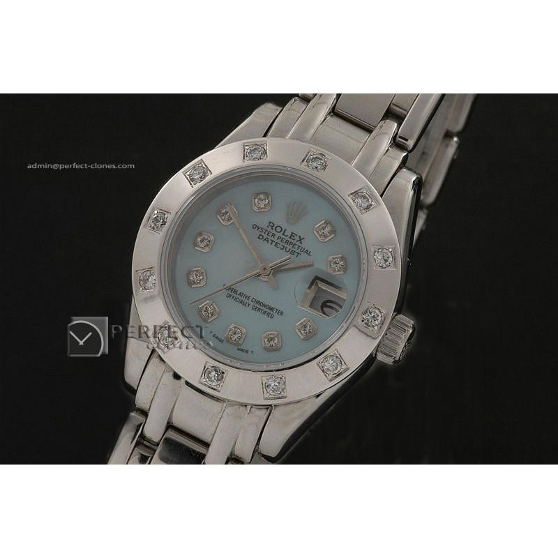 RLMPLS12013 SS 12 Diam Bez MOP L-Blue Diamonds Swiss Eta 2671-2