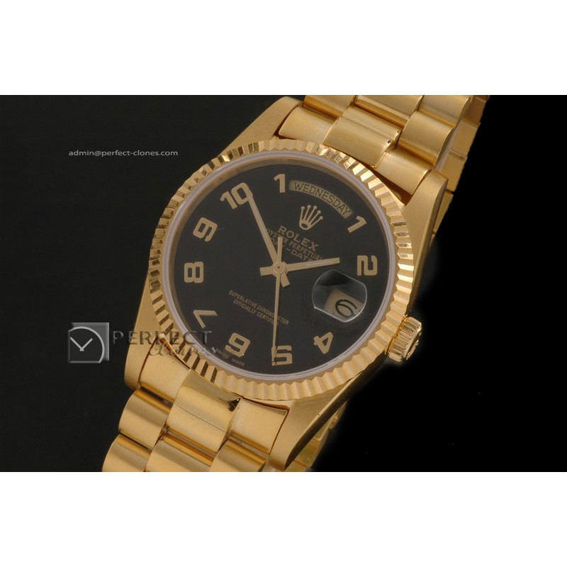 RLDDF10051 Full Gold Black Dial Numeral Markers Swiss Eta 2836