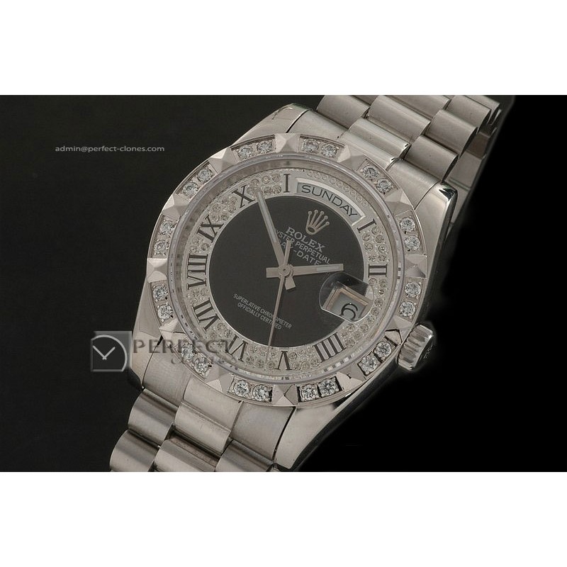 RLDDS10035 SS Diam/Blk Dial Roman Markers/ Diam Bezel Eta 2836