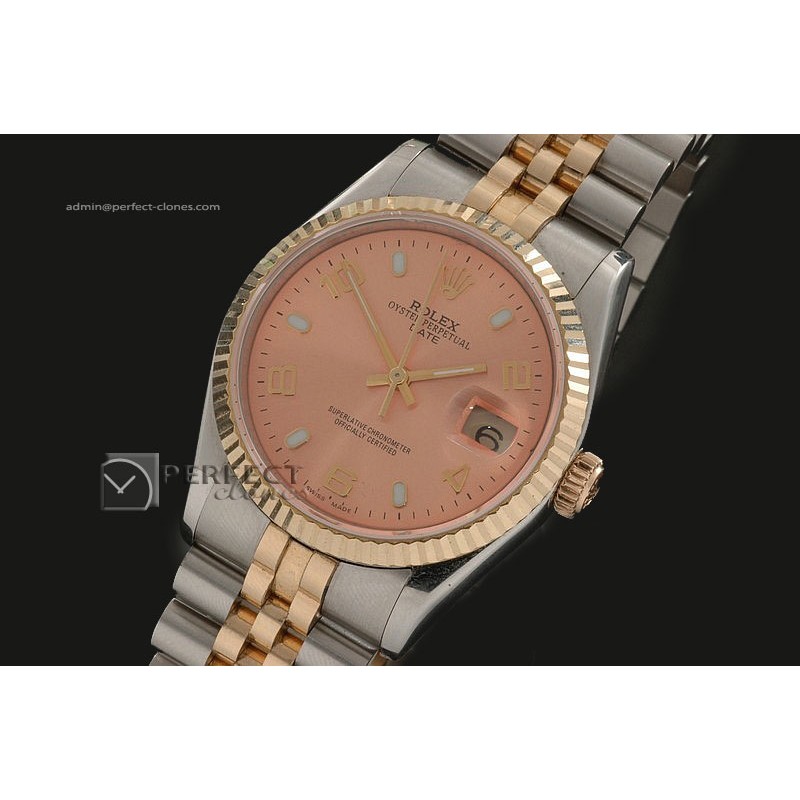 RDJMT10019 14K Wrapped Salmon Dial Stk/Num Markers Swiss Eta2836