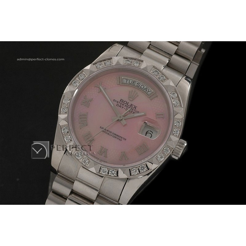 RLDDS10041 SS MOP Pink Dial Roman Markers/ Diam Bezel Eta 2836