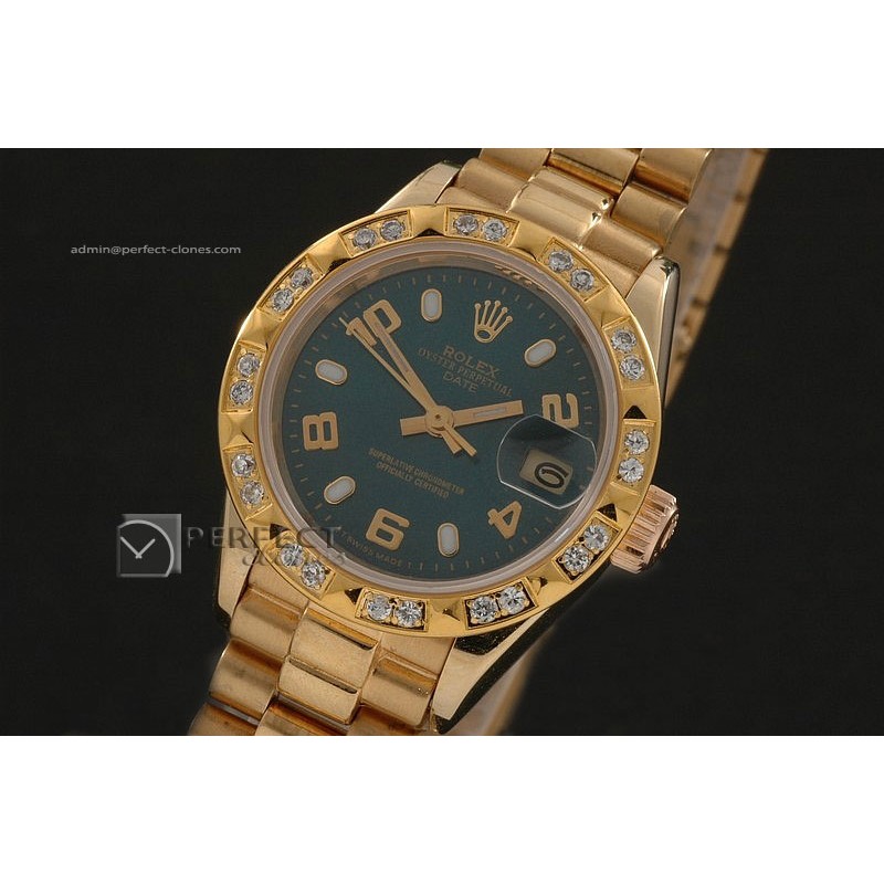RDJLF10054 FG Green Dial Stk/Num Markers Diam Bez Eta 2671-2