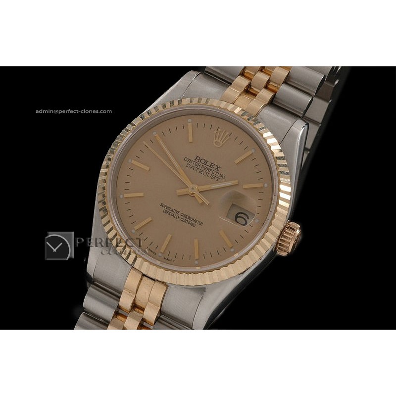 RDJMT10072 14K Wrapped Gold Dial Stick Markers Swiss Eta 2836