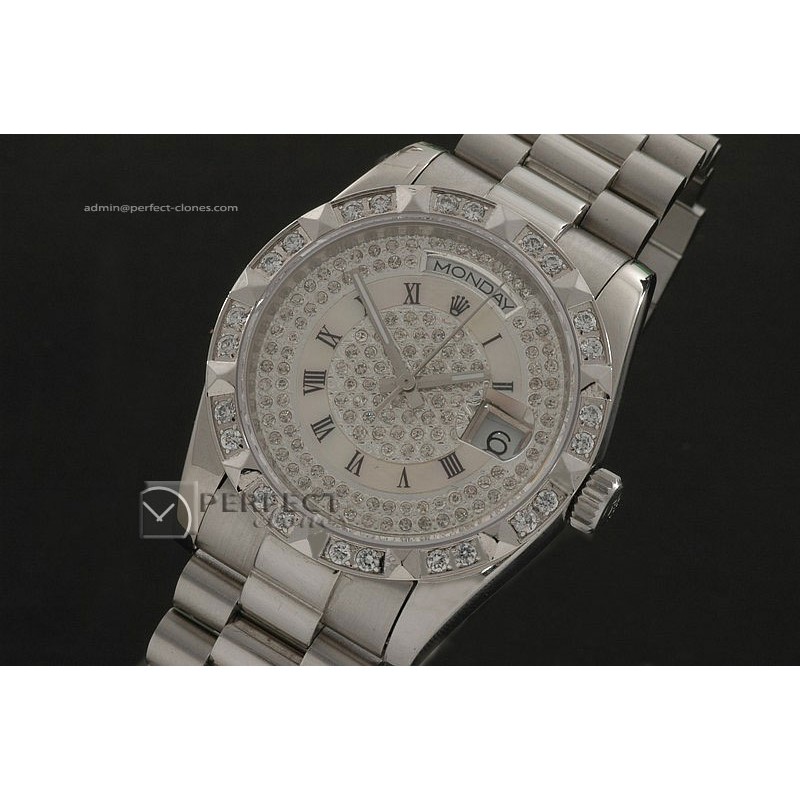 RLDDS10038 SS Diamond Dial Roman Markers/ Diam Bezel Eta 2836