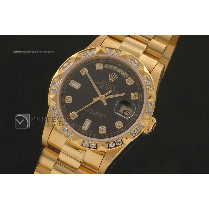 RLDDF10041 Full Gold Black Dial Diam Markers/Bez Eta 2836