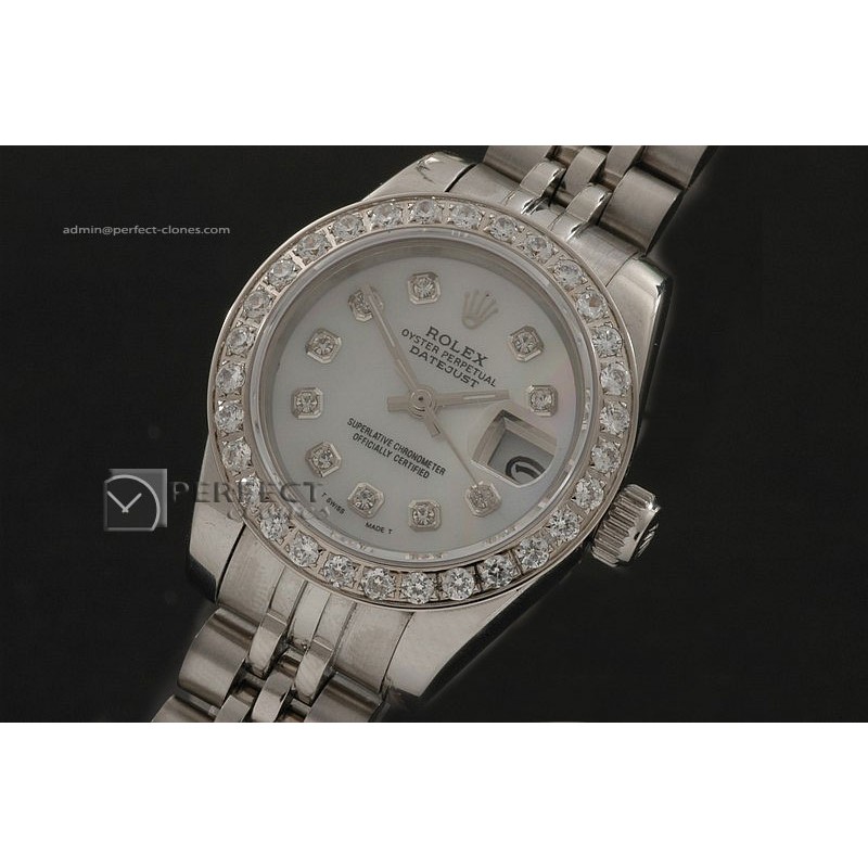 RDJLS10081 SS MOP Wht Dial Pres Diam Marker/Bez Eta 2671