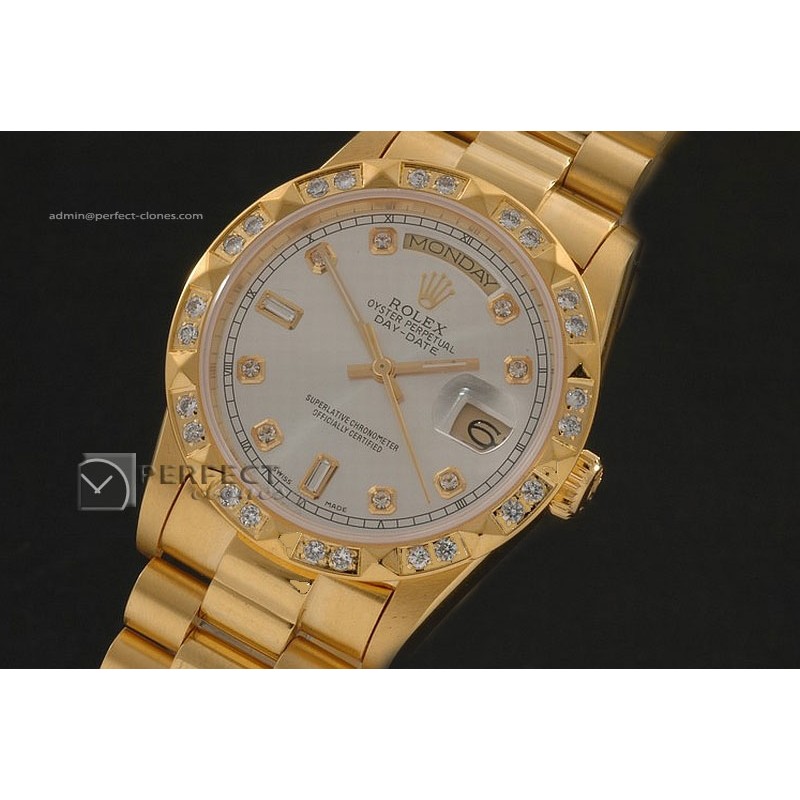 RLDDF10043 Full Gold Silver Dial Diam Markers/Bez Eta 2836