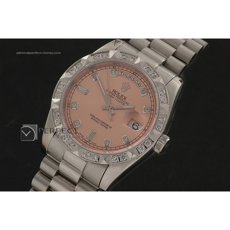 RLDDS10042 SS Salmon Dial Diamond Markers/ Diam Bezel Eta 2836