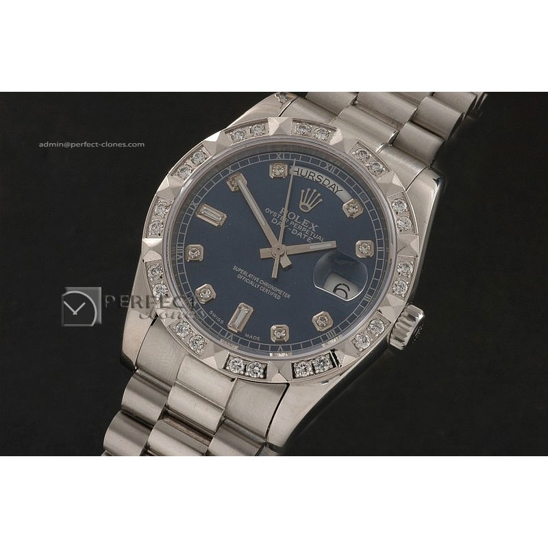 RLDDS10043 SS Dark Blue Dial Diamond Markers/ Diam Bezel Eta2836