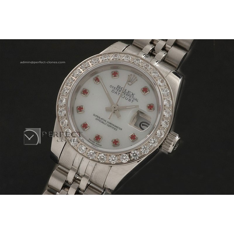 RDJLS10083 SS MOP White Dial Pres Ruby Marker/Bez Eta 2671