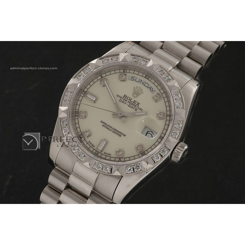 RLDDS10044 SS Cream Dial Diamond Markers/ Diam Bezel Eta 2836-2