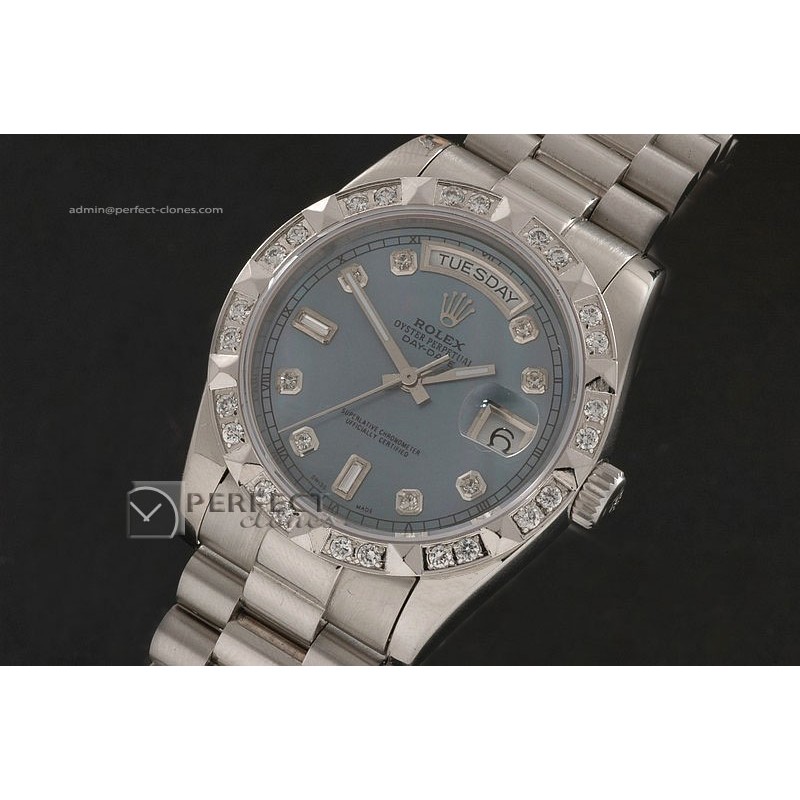 RLDDS10045 SS Ice Blue Dial Diamond Markers/ Diam Bezel Eta 2836