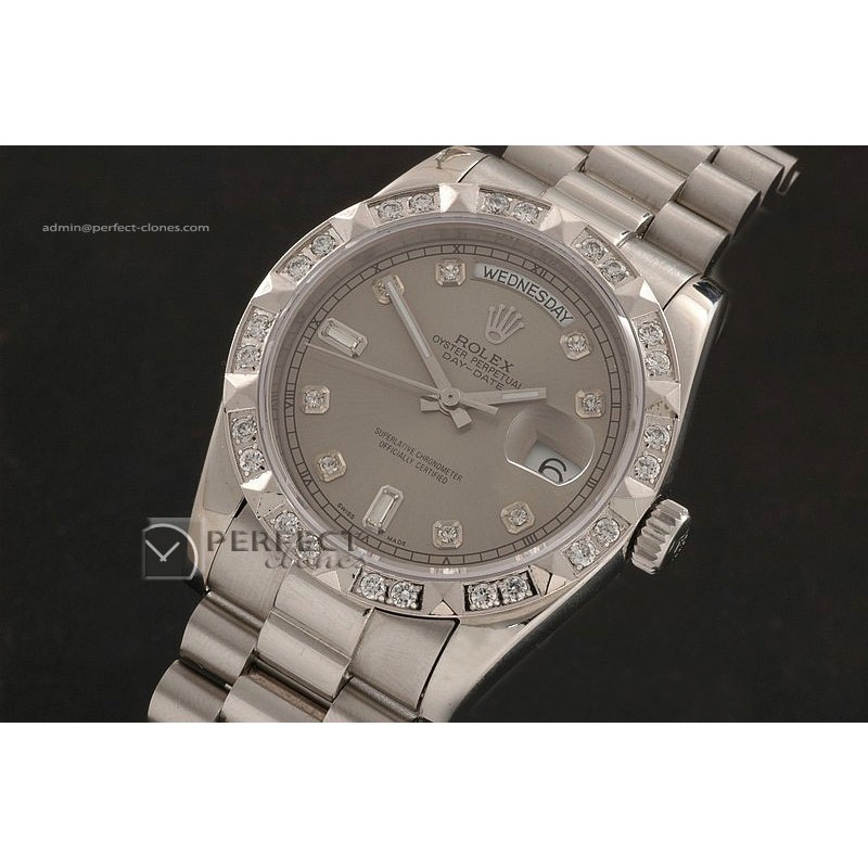 RLDDS10046 SS Grey Dial Diamond Markers/ Diam Bezel Eta 2836-2