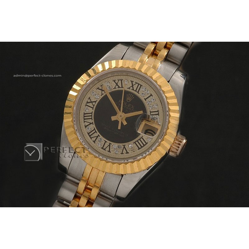 RDJLT00192 TT Jubilee Diam/Roman Pearl Black Swiss Eta 2671-2