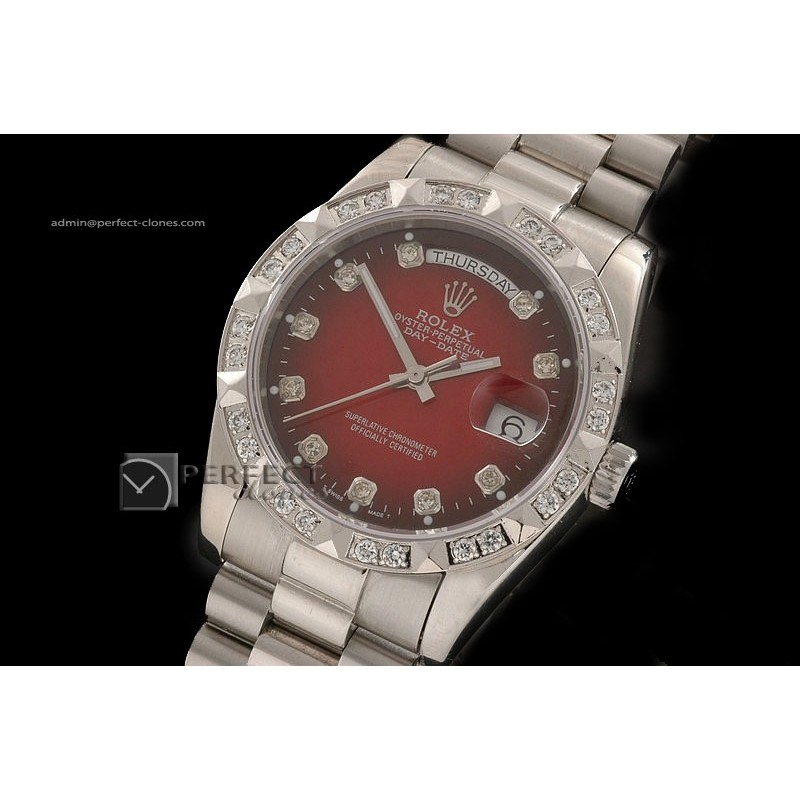 RLDDS10048 SS Burnt Red Dial Diam Markers/ Diam Bezel Eta 2836