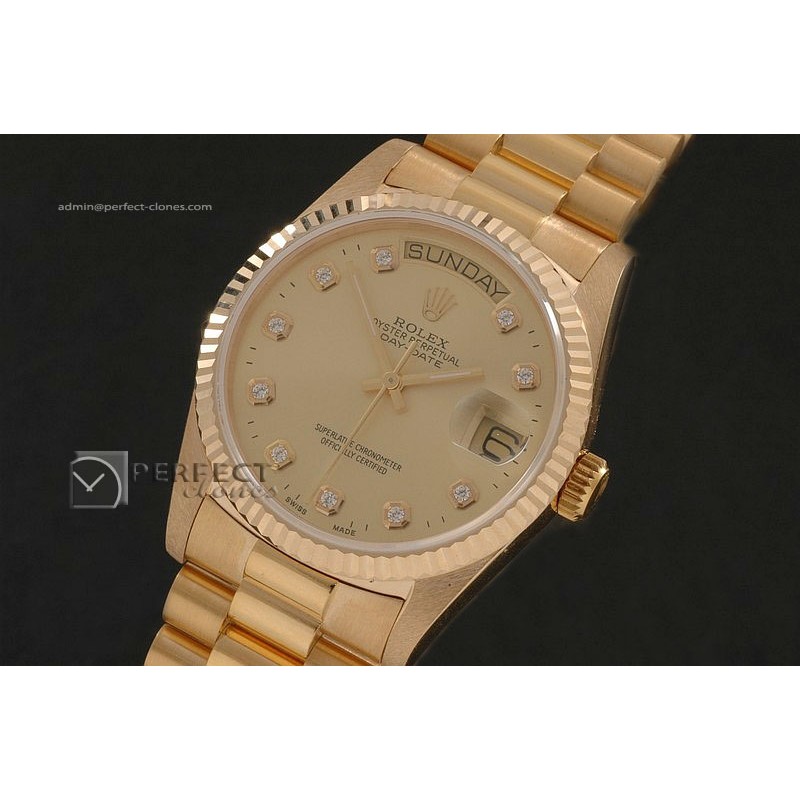 RLDDF101018K President FG Diamond Markers Swiss Eta 2836-2