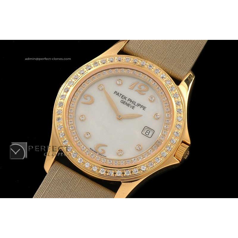 PP01019 Ladies Calastrava 4096 MOP White Swiss Quartz