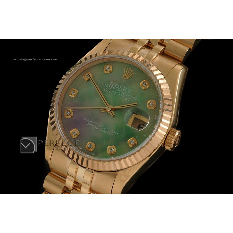 RDJMF10021 FG MOP Ex Green Dial Jubilee Roman Markers Eta 2836-2