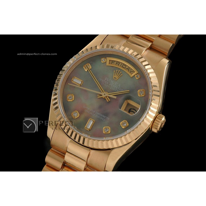 RLDDF10057 Full Gold Exotic Green Dial Diam Markers Eta 2836
