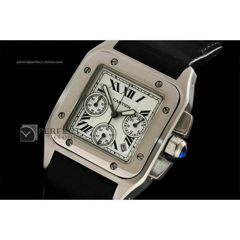 CARS10007 Ladies Santos 10Chrono SS White Quartz Working Chron
