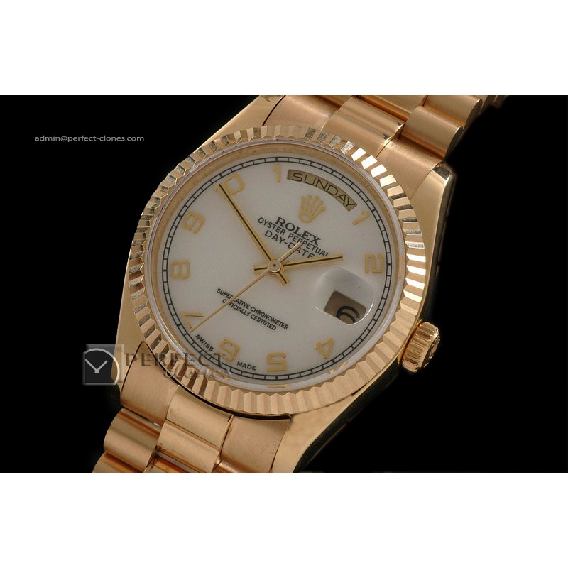 RLDDF10058 Full Gold White Dial Numeral Markers Eta 2836